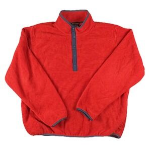 L.L. Bean Jacket Mens XL Red Fleece Snap Front Stand Collar Pullover Warm